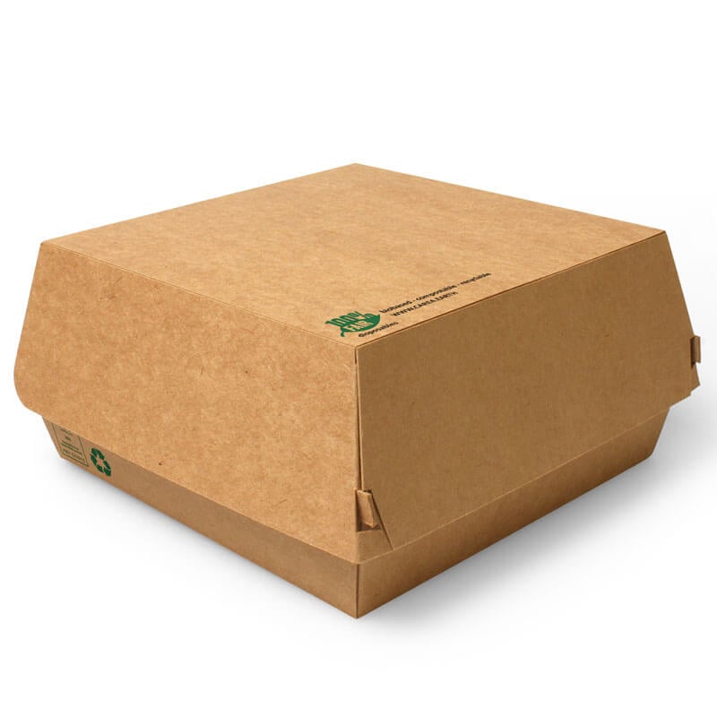 Burgerbox XXL, Pappe braun - 9x18,5x18,5cm (25 Stk.)