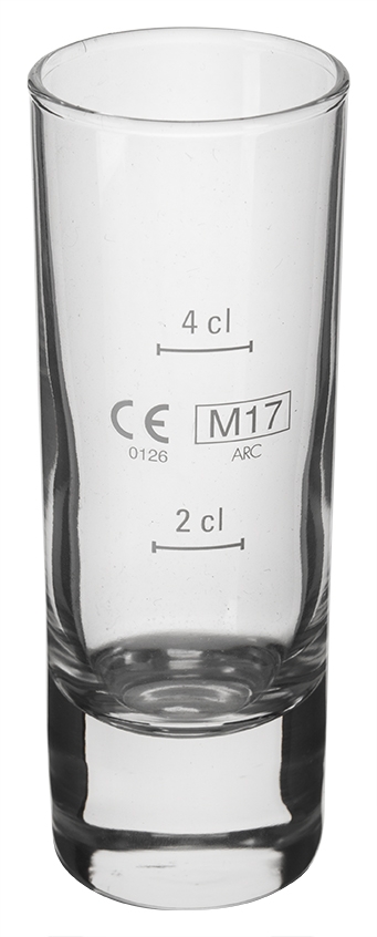 1 Schnapsglas, Islande Arcoroc - 65ml, 2+4cl geeicht