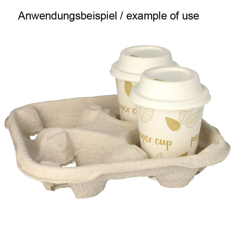 Tragetablett Pappe 4,7x22,4x22,4cm - für 4 Becher (110 Stk.)