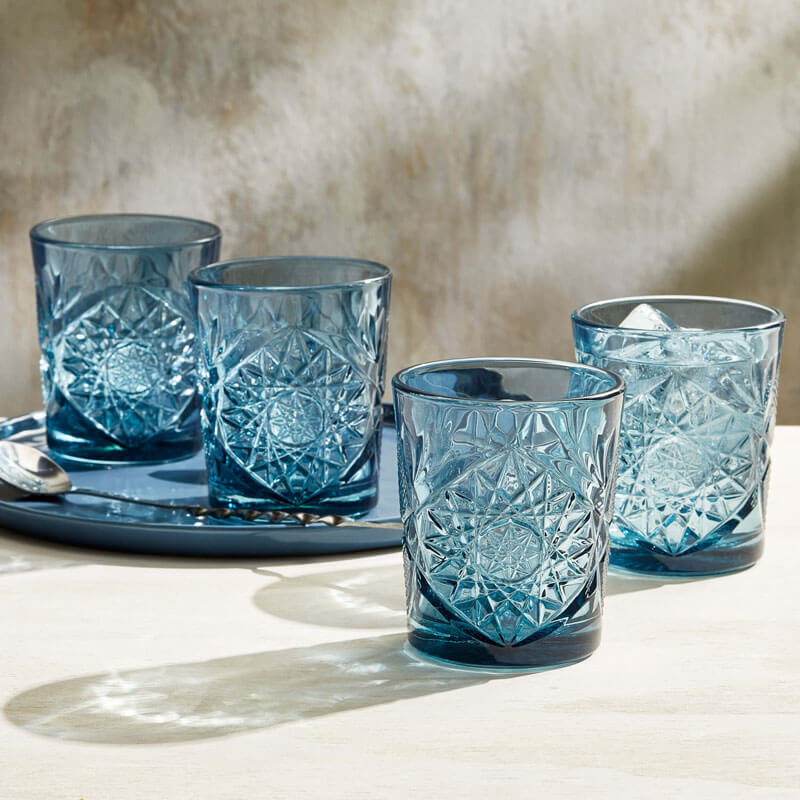 D.O.F. Glas Hobstar blau, Onis - 355ml (6 Stk.)